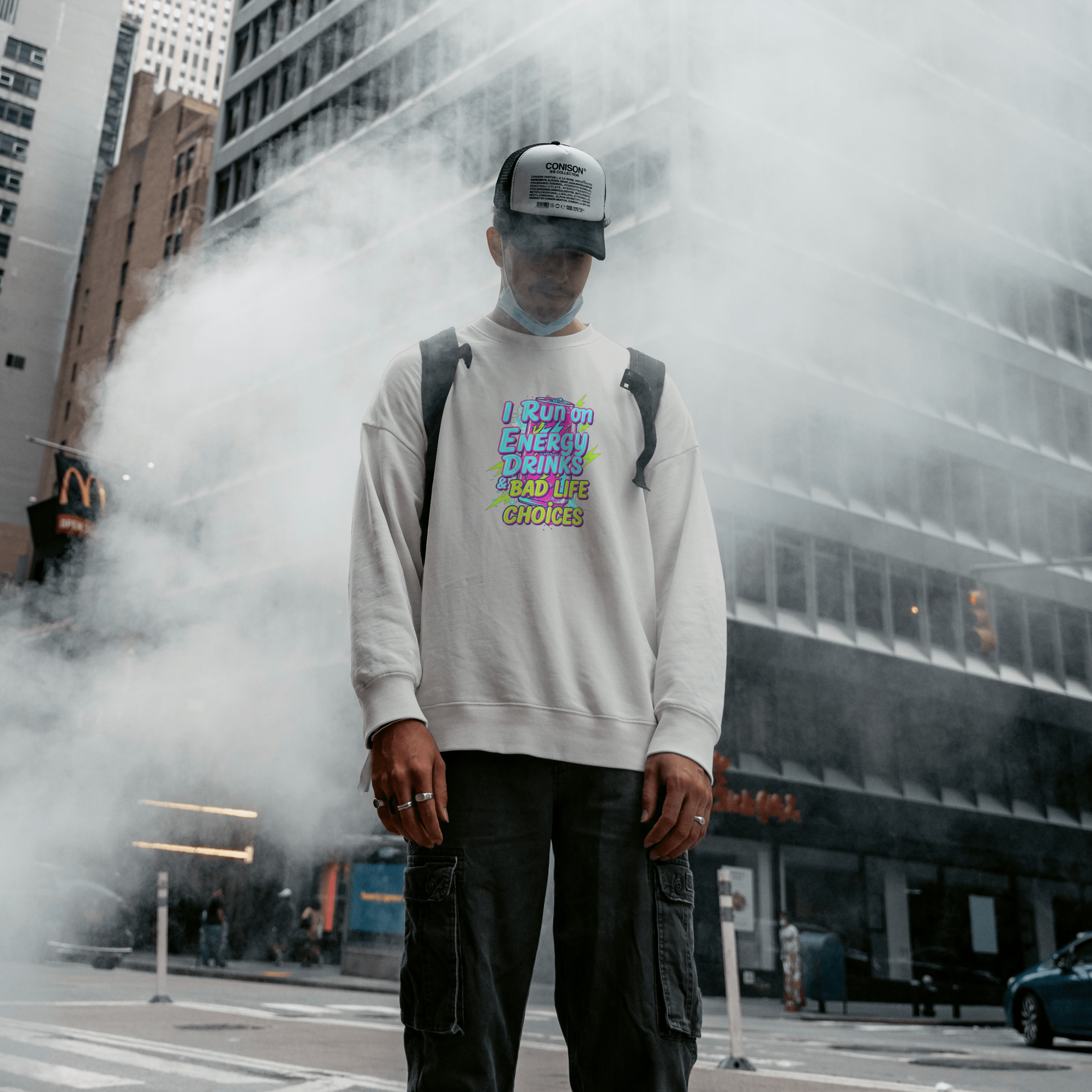 I Run on Energy Drinks & Bad Life Choices – Funny Energy Drink Design (T-Shirts, Hoodies & More)