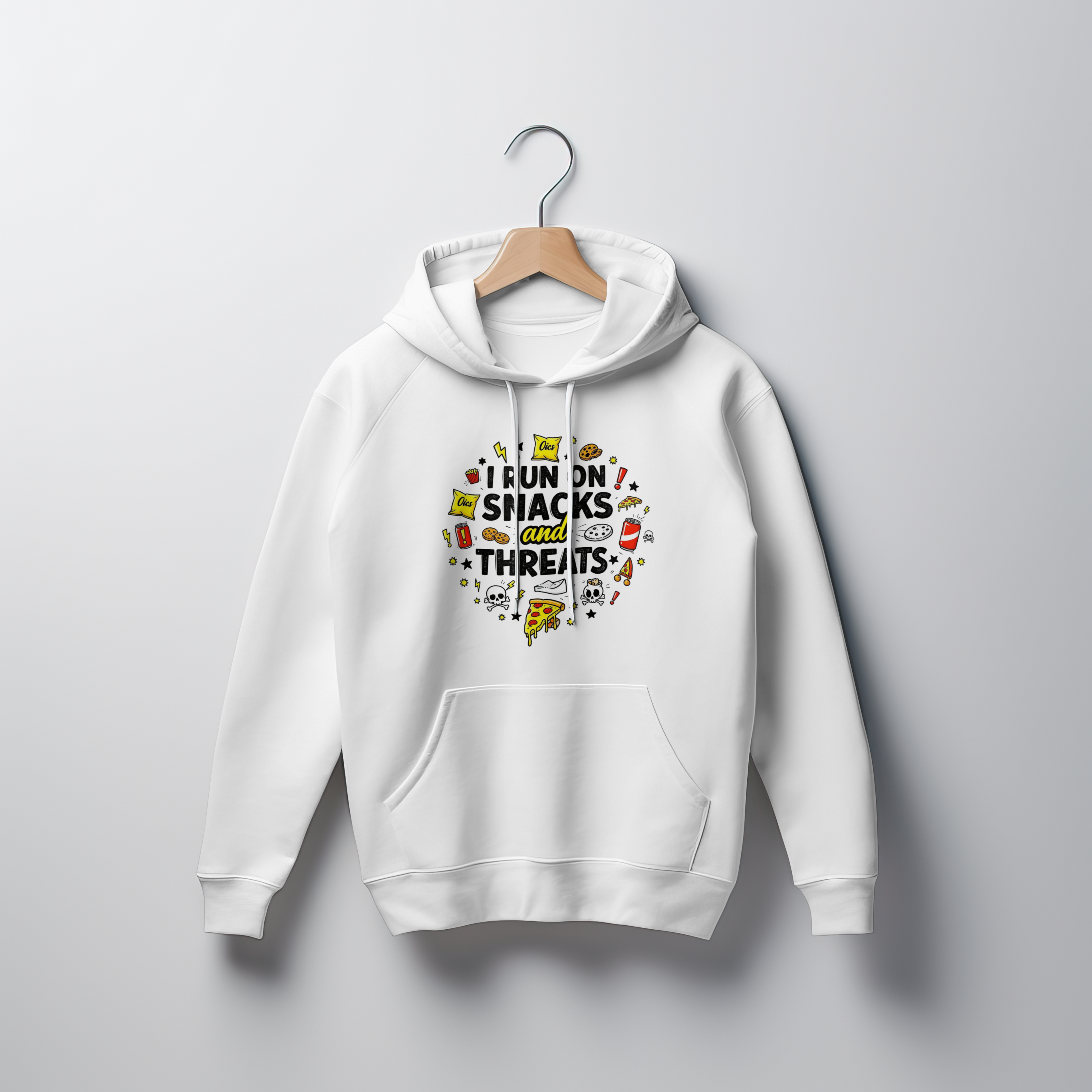 I Run on Snacks and Threats T-Shirt – Funny Mum Slogan Tee | Unisex Graphic Shirt