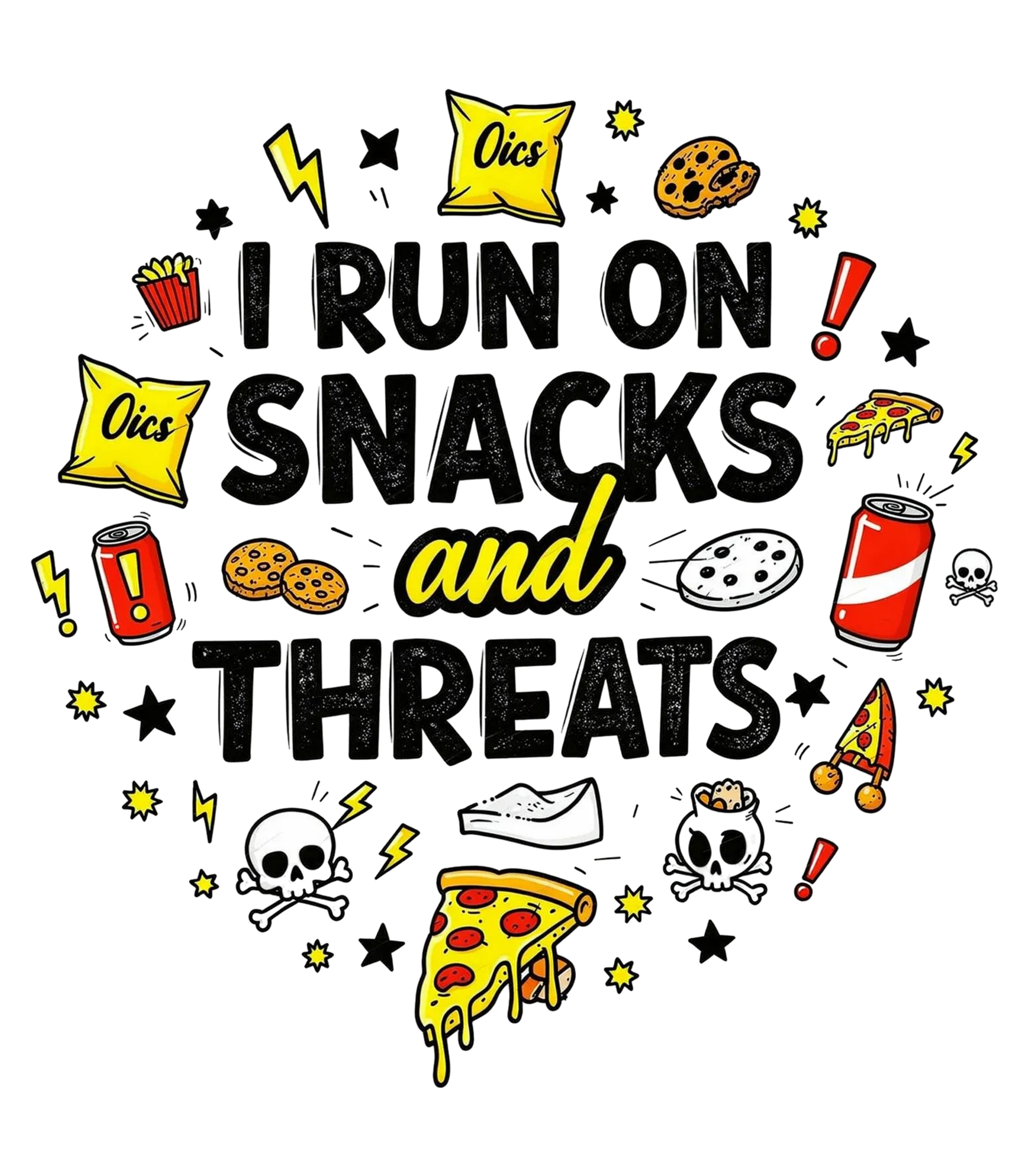 I Run on Snacks and Threats T-Shirt – Funny Mum Slogan Tee | Unisex Graphic Shirt