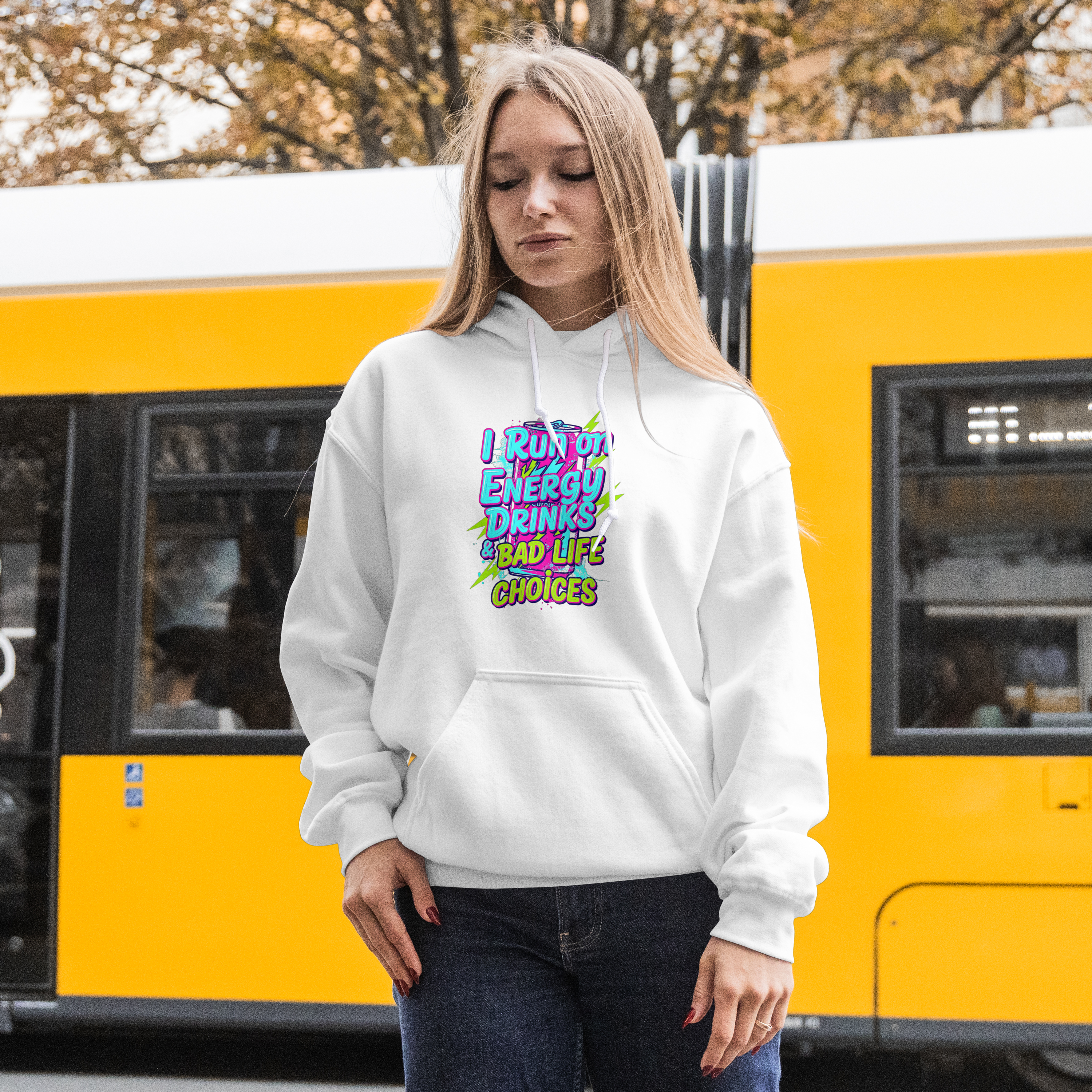 I Run on Energy Drinks & Bad Life Choices – Funny Energy Drink Design (T-Shirts, Hoodies & More)