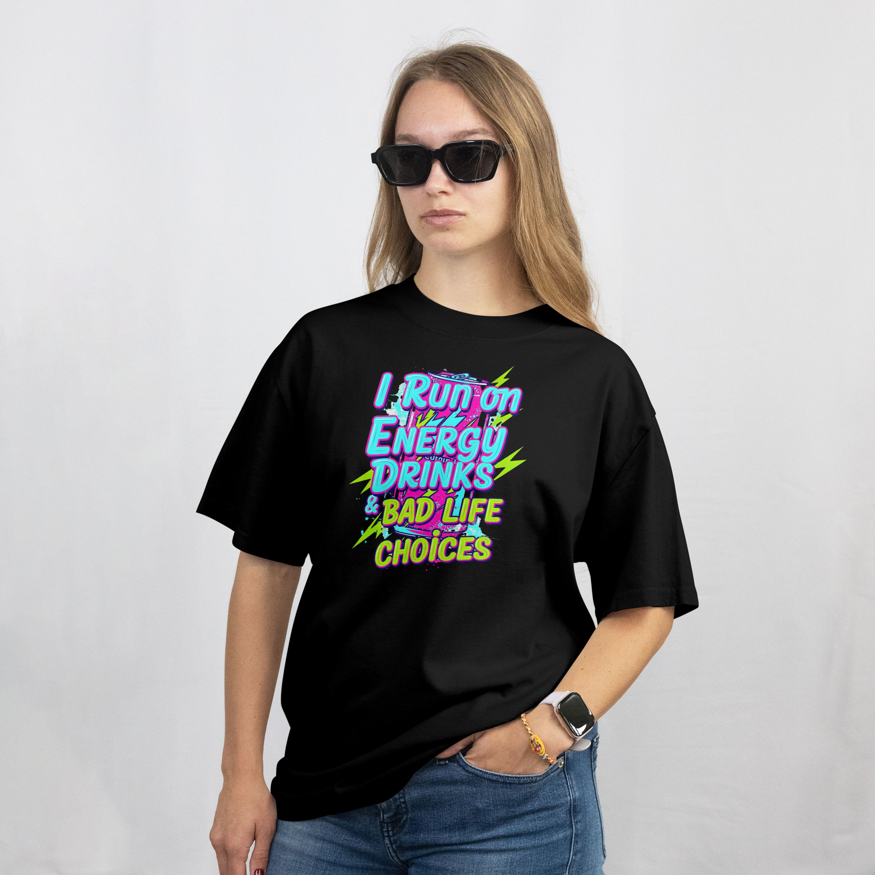 I Run on Energy Drinks & Bad Life Choices – Funny Energy Drink Design (T-Shirts, Hoodies & More)