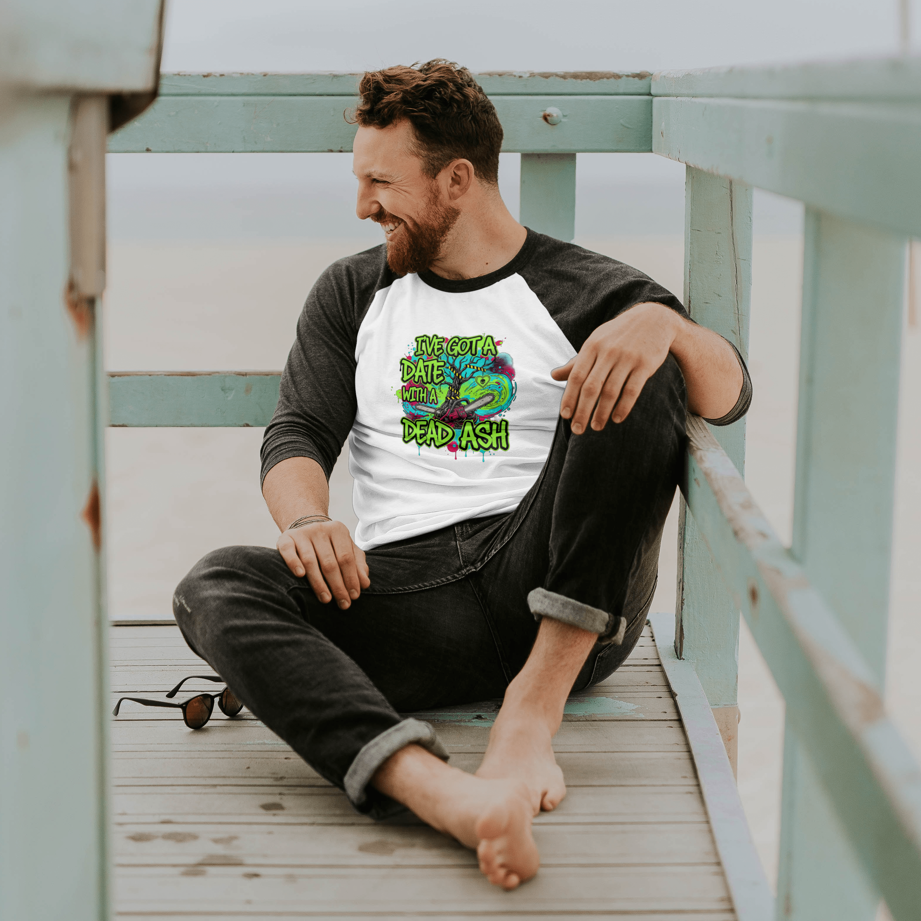 Funny Tree Surgeon T‑Shirt – “I’ve Got a Date With a Dead Ash” Chainsaw Design